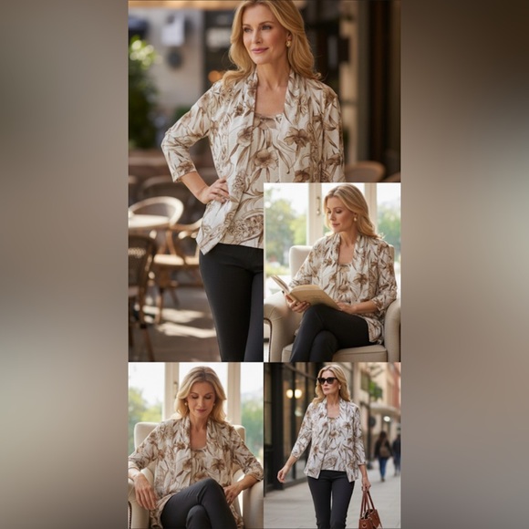 Alfred Dunner Sweaters - Alfred Dunner lightweight sweater with floral print and 3/4 sleeves, size 1x